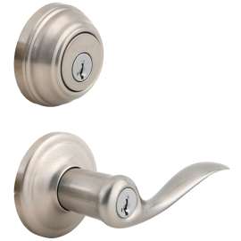 Kwikset Signature Series 991TNL-15 Combination Lockset, 2 Grade, Zinc, Satin Nickel, 2-3/8 x 2-3/4 in Backset