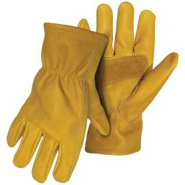 BOSS 6039L Driver Gloves with Palm Patch, L, Keystone Thumb, Elastic Cuff, Cowhide Leather, Tan