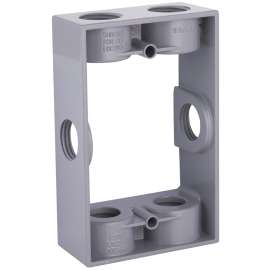 HUBBELL 5400-0 Extension Adapter, 5-1/4 in L, 3-1/2 in W, 1 -Gang, 6 -Knockout, Die-Cast Aluminum, Gray