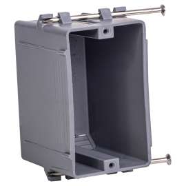 GB BOX-NS18 Switch/Outlet Box, Standard Outlet, 1-Gang, 4-Knockout, PVC, Gray, In-Wall, Nail Mounting