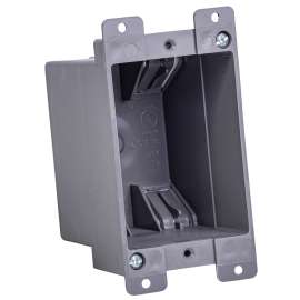 GB BOX-RS14 Switch/Outlet Box, Standard Outlet, 1-Gang, 4-Knockout, PVC, Gray, In-Wall Mounting