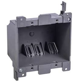 GB BOX-RD25 Switch/Outlet Box, Standard Outlet, 2-Gang, 6-Knockout, PVC, Gray, In-Wall Mounting