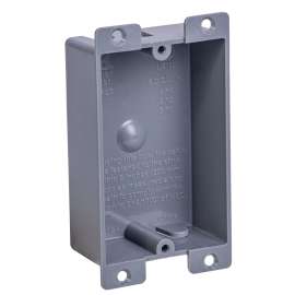 GB BOX-RS8 Switch/Outlet Box, Shallow Outlet, 1-Gang, PVC, Gray, In-Wall Mounting