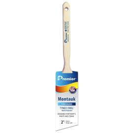 Premier Montauk 17211 Paint Brush, Firm Brush, 2-11/16 in L Bristle, Nylon/Polyester Bristle, Angle Sash Handle