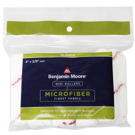 Benjamin Moore U66201-018 Mini Roller Cover, 3/8 in Thick Nap, 4 in L, Microfiber Cover, Red/White