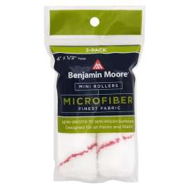 Benjamin Moore U66202-018 Mini Roller Cover, 1/2 in Thick Nap, 4 in L, Microfiber Cover, Red/White
