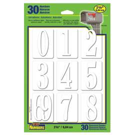 HY-KO MM200W Number, Character: 0 to 9, 2-3/8 in H Character, White Character