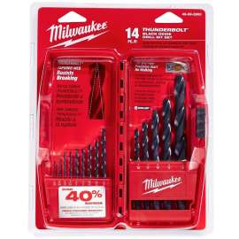 Milwaukee 48-89-2800 Drill Bit Set, Heavy-Duty, 14-Piece, Steel, Black Oxide