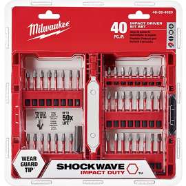 Milwaukee SHOCKWAVE 48-32-4020 Driver Bit Set, 40-Piece, Impact-Duty, Steel