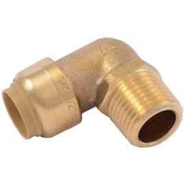 SharkBite U280LFA Pipe Elbow, 1/2 in, 90 deg Angle, Brass, 200 psi Pressure