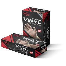 BOSS B23021-L Disposable Gloves, L, Vinyl, Powder-Free, Clear