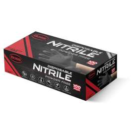 BOSS B21051-M Disposable Gloves, M, Nitrile, Black