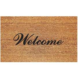 DeCoir 77FLFWL627 Non-Slip Door Mat, 16 in L, 27 in W, Black/Tan
