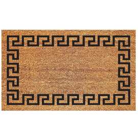 DeCoir 77FLGKY830 Non-Slip Door Mat, 18 in L, 30 in W, Rectangular, Greek Key Pattern, Black/Tan