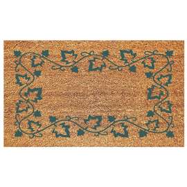 DeCoir 77FLIBG627 Non-Slip Door Mat, 16 in L, 27 in W, Ivy Border Pattern, Green/Tan