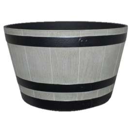 Southern Patio HDR-055488 Whiskey Barrel Planter, 22.24 in Dia, Round, Resin, Birchwood Gray