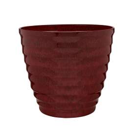 Southern Patio HDR-064749 Planter, 14 in Dia, Round, Beehive Design, Resin, Red