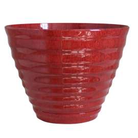 Southern Patio HDR-064763 Planter, 15.9 in Dia, Round, Beehive Design, Resin, Red