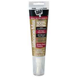 DAP SILICONE MAX 08794 Kitchen and Bath Sealant, Clear, 24 hr Curing, -35 to 140 deg F, 2.8 fl-oz Cartridge/Tube