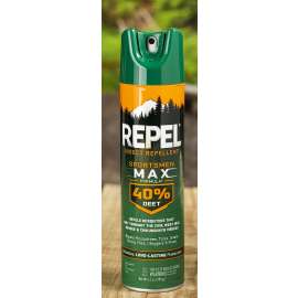REPEL Sportsmen Max HG-33801 Insect Repellent, 6.5 oz Aerosol Can, Liquid, Pale Yellow, Deet, Ethanol