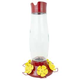 Perky-Pet 9214-6 Bird Feeder, Top-Fill, 48 oz, Nectar, 6-Port/Perch, Plastic, Red, 16.9 in H, Hanging Mounting