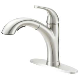 Boston Harbor Pull-Out Kitchen Faucet, 1.8 gpm, 1-Faucet Handle, 1, 3-Faucet Hole, Metal/Plastic, Stainless Steel