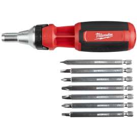 Milwaukee 48-22-2331 Ratcheting Multi-Bit Driver, 1/4 in Drive, ECX Drive, 9.09 in OAL, Plastic Handle, Magnetic