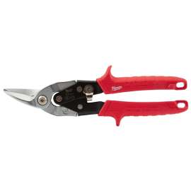 Milwaukee 48-22-4510 Aviation Snip, 10 in OAL, 5 in L Cut, Left, Straight Cut, Steel Blade, Ergonomic Handle, Red Handle