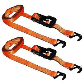 S-Line SL81 Tie-Down Strap, 1-1/4 in W, 15 ft L, Polyester, Orange, 700 lb Working Load, J-Hook End