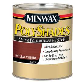 Minwax PolyShades 213904444 Wood Stain and Polyurethane, Satin, Natural Cherry, Liquid, 0.5 pt, Can