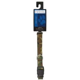 CASUAL CANINE ZA6741 14 43 Dog Collar, D-Ring Link, 14 to 20 in L Collar, 5/8 in W Collar, Nylon, Green Camo