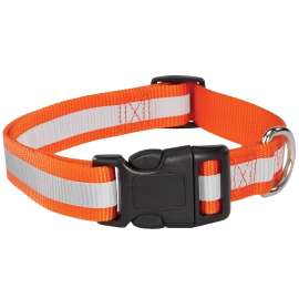 GUARDIAN GEAR ZA984 18 69 Reflective Dog Collar, Buckle Link, 18 to 26 in L Collar, 1 in W Collar, Nylon, Orange