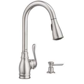 Moen Anabelle Series CA87003 Pull-Down Kitchen Faucet, 1.5 gpm, 1-Faucet Handle, 1-Faucet Hole, Metal, Chrome Plated
