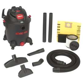 Shop-Vac 8251205 Wet/Dry Vacuum, 12 gal Vacuum, 140 cfm Air, Cartridge, Disposable Filter, 5.5 hp, 120 VAC