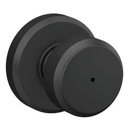Schlage F Series F40VBWE622 Bed and Bath Lock, Pushbutton Lock, Bowery Knob Handle, Metal, Matte Black, Left, Right Hand