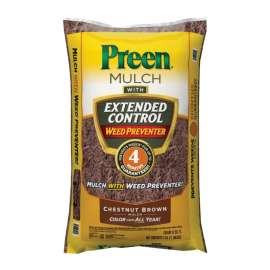 Preen 52150021 Mulch with Extended Control Weed Preventer, Granular, Slight, Chestnut Brown, 2 cu-ft Bag