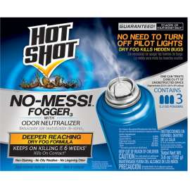 HOT SHOT No-Mess! HG-20177 Fogger with Odor Neutralizer, 2000 cu-ft Coverage Area, Light Yellow