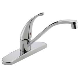 DELTA Peerless Tunbridge Series P188200LF Kitchen Faucet, 1.8 gpm, Chrome Plated, Deck Mounting, Lever Handle