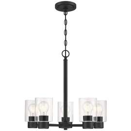 Westinghouse Sylvestre Series 6115300 Chandelier, 1-Tier, 5-Lamp, LED Lamp, Steel Fixture, Black Fixture