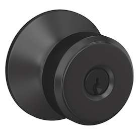 Schlage F Series F51VBWE622 Entry Lock, AAA, Grade 2 Grade, Keyed Key, Metal, Matte Black, Bowery Knob Handle