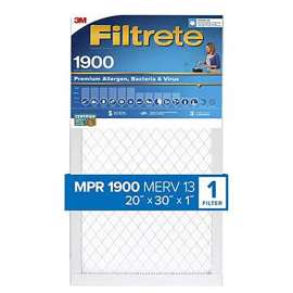 Filtrete UT22-4 Air Filter, 20 in L, 30 in W, 13 MERV, 1900 MPR