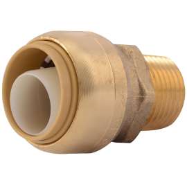 SharkBite U138LFA Bullnose Adapter, 3/4 x 1/2 in, Push-to-Connect x MIP, Brass, 200 psi Pressure