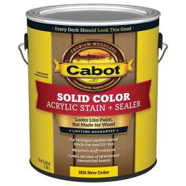 Cabot 1800 Series 140.0001816.007 Solid Color Decking Stain, Low-Lustre, New Cedar, Liquid, 1 gal, Can