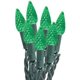 Sylvania String Lights, LED, C6, Green, 50 Ct