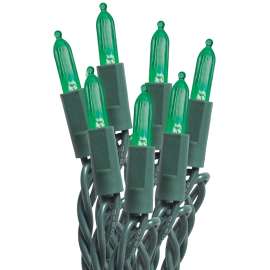 Sylvania Mini String Lights, LED, Green, 50 Ct