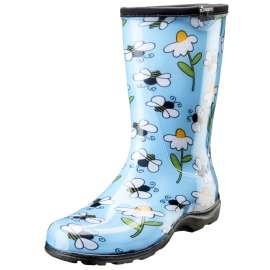 Sloggers 5020BEEBL-7 Rain and Garden Boots, 7, 15-1/2 in W, Bee, Light Blue