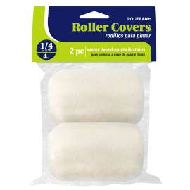 RollerLite White Velvet 4WV025D-PHD Roller Cover, 1/4 in Thick Nap, 4 in L, Dralon Fabric Cover, White