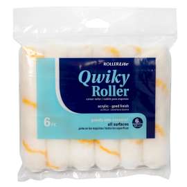 RollerLite Qwiky 6CR050Q-6 Mini Roller Cover, 1/2 in Thick Nap, 6 in L, Acrylic Cover, Gold/White