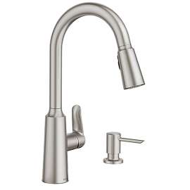 Moen Edwyn Series 87028SRS Pull-Down Kitchen Faucet, 1.5 gpm, 1-Faucet Handle, 1, 4-Faucet Hole, Stainless Steel