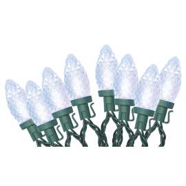 Santas Forest 24981 LED Lights, Spool, C9, Faceted, Clear White, 100 ct